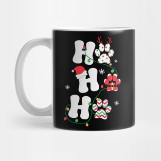 Ho Ho Ho Paw Print Christmas Lights Dog Lover Christmas Gift Mug